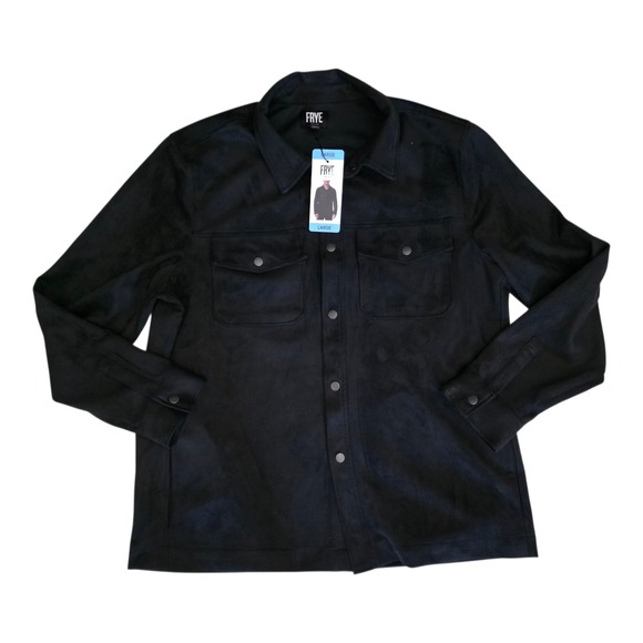 NWT Frye Faux Suede Shirt Jacket Shacket Mens Large Black - Picture 1 of 7
